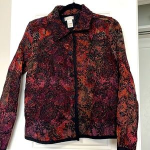 Christopher banks vintage tweed floral black and pink jacket